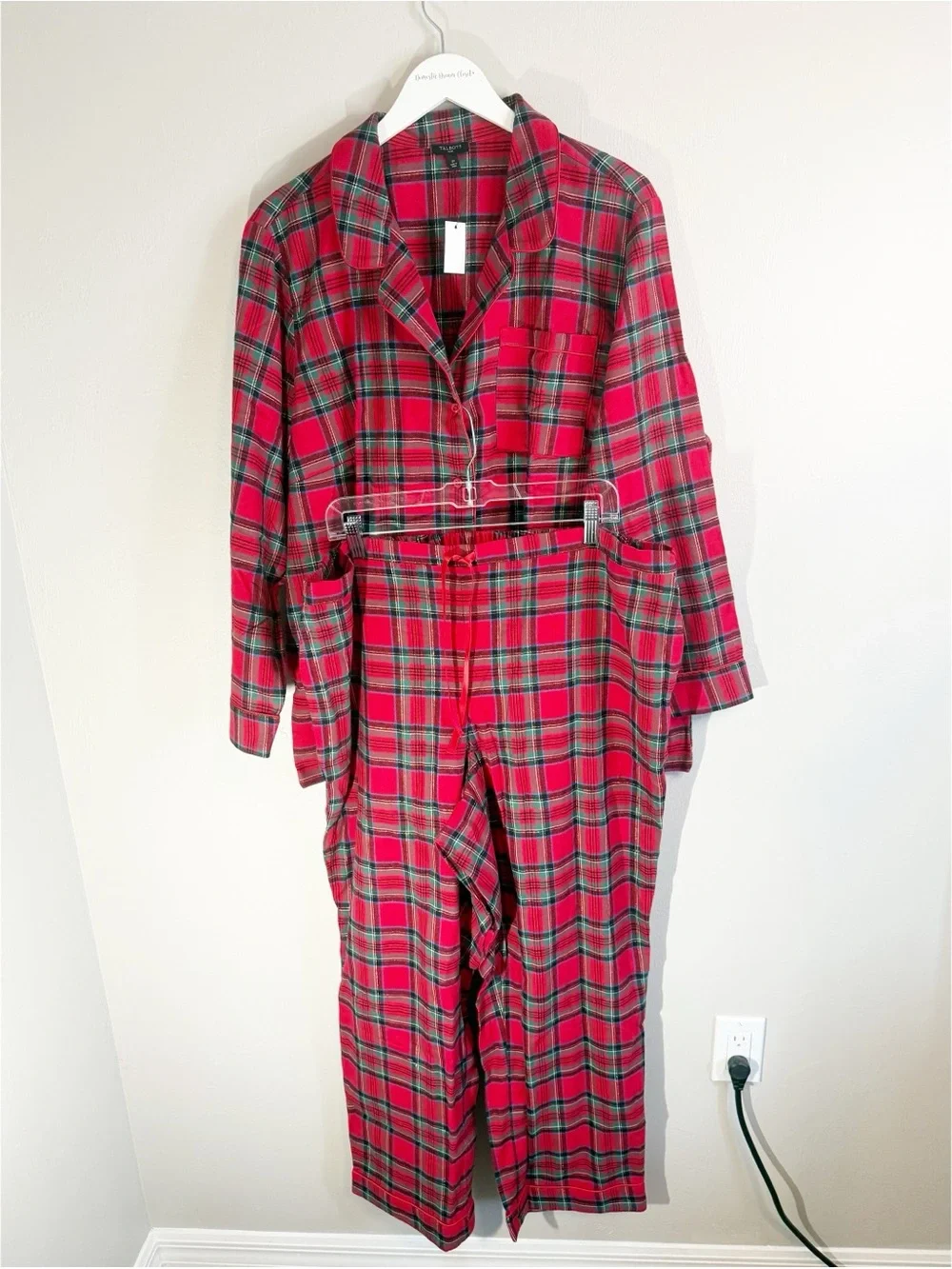 New TALBOTS Red Plaid Cotton Flannel Pajama Set SOLSTICE Holiday Cabin Sz 2X